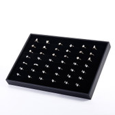 Velvet Jewelry Display Case Ring Tray Black