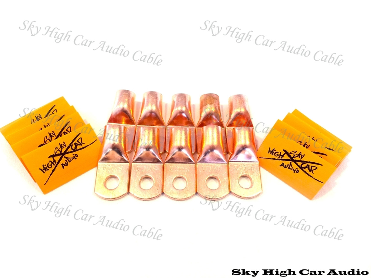 SHCA 1/0 Gauge Copper Ring Terminals - 10 Pack w/ Heatshrink