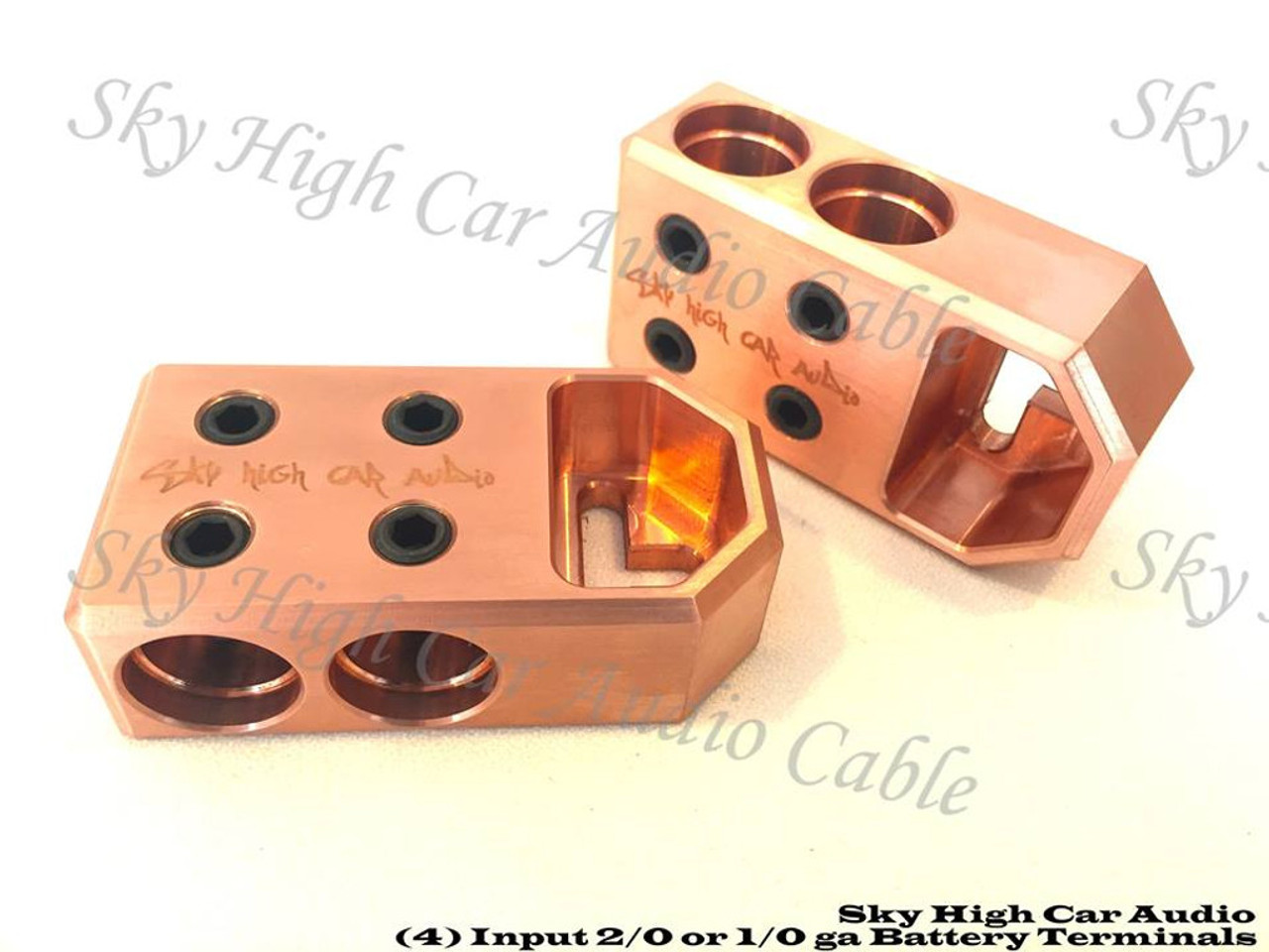 Sky High Car Audio 4 - 1/0, 2/0 XL or 4/0 XL Copper Battery Terminals