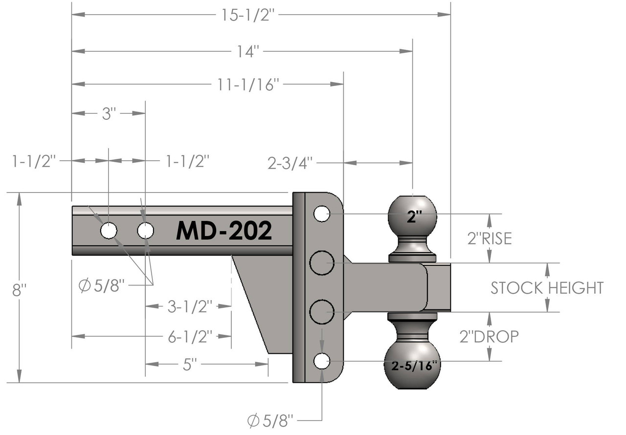 2.0" MEDIUM DUTY 2" DROP/RISE HITCH