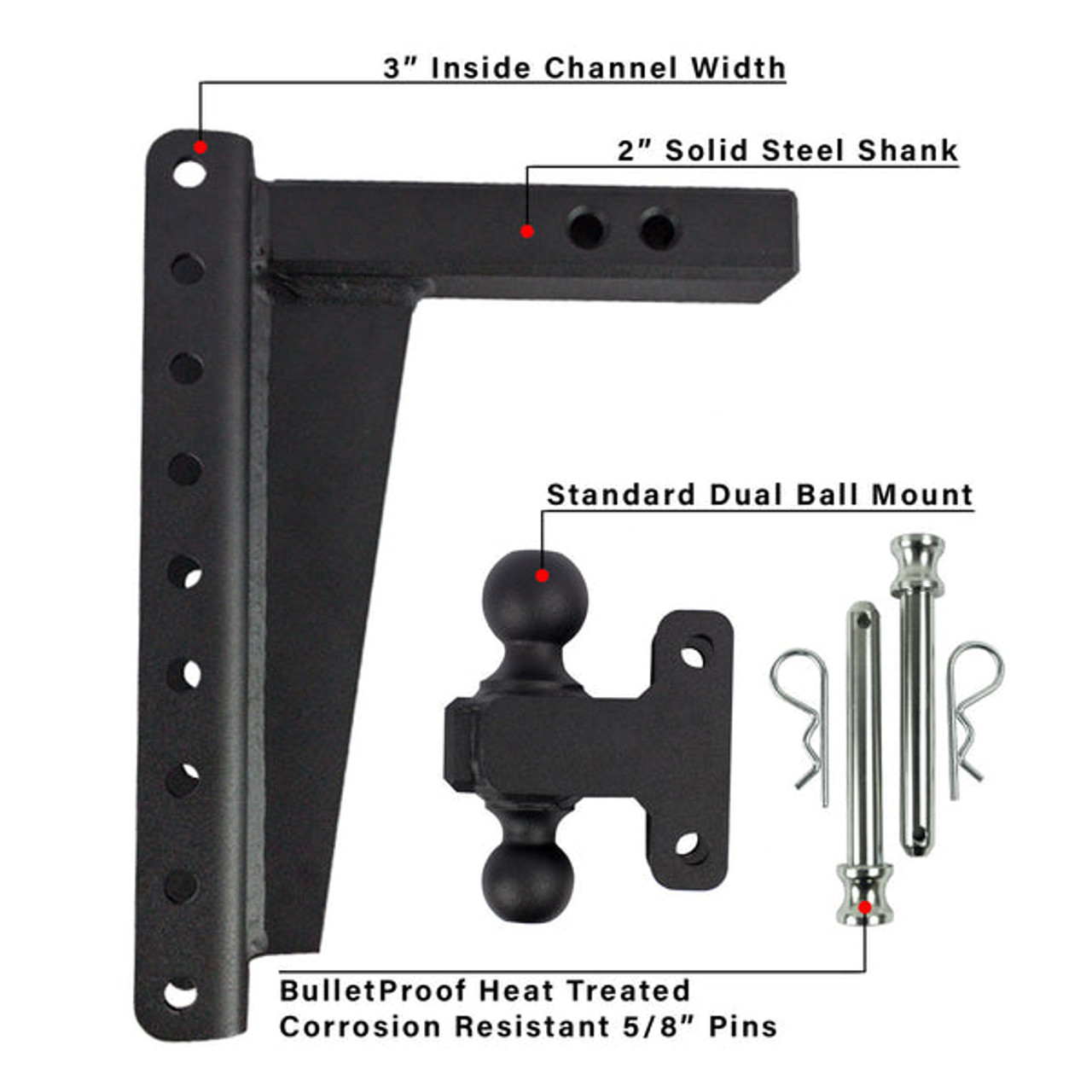 2.0" HEAVY DUTY 12" DROP/RISE HITCH