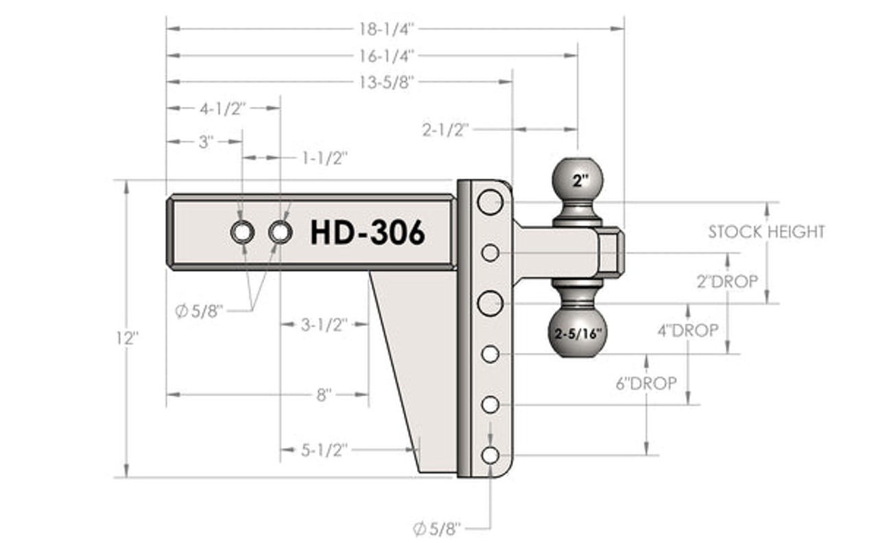 3.0" HEAVY DUTY 6″ DROP/RISE HITCH