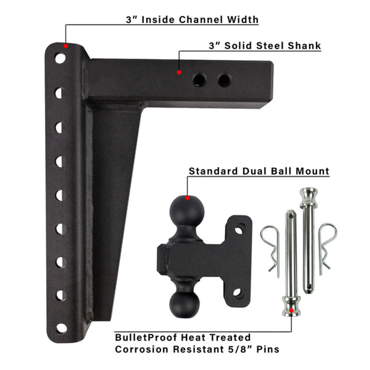 3.0" HEAVY DUTY 12″ DROP/RISE HITCH