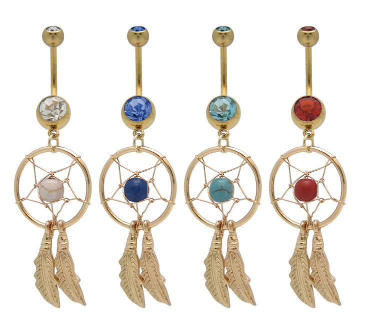 Gold Plated Dreamcatcher Belly Rings