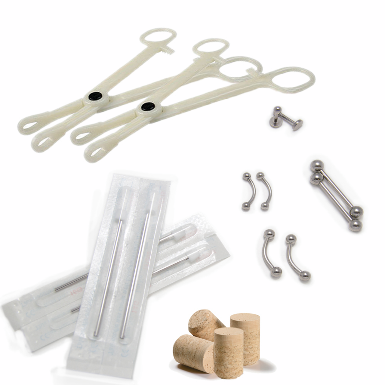 38Piece Professional Piercing Kit Lip, Nipple, Belly, Eyebrow