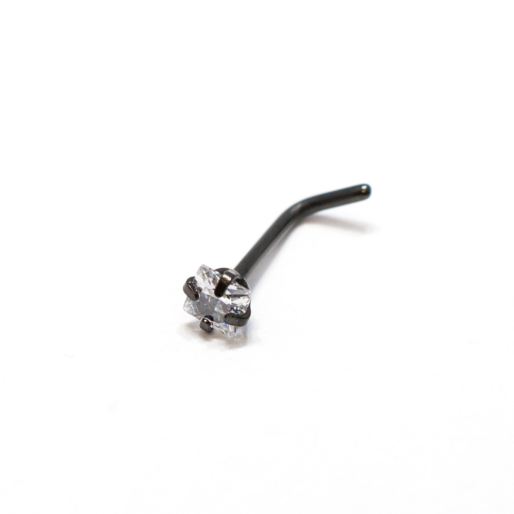Wholesale Lot 50 X 18G Nose Ring Studs – Surgical Steel Screw With Clear CZ – Luxe Modz