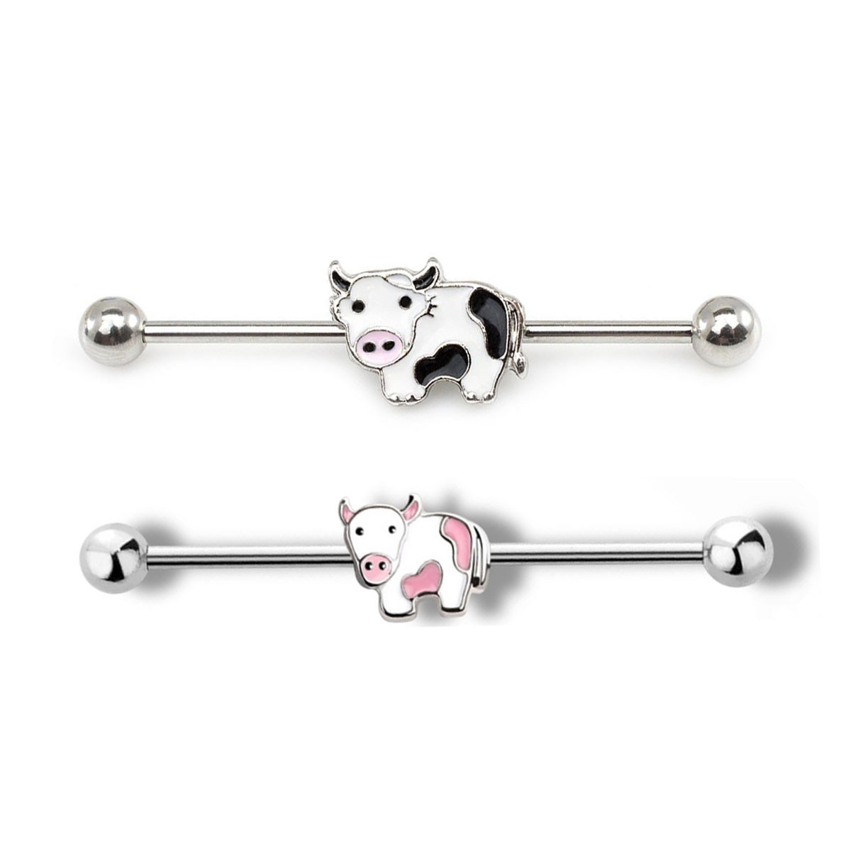 Cute Cow Industrial Barbell 14G 38mm