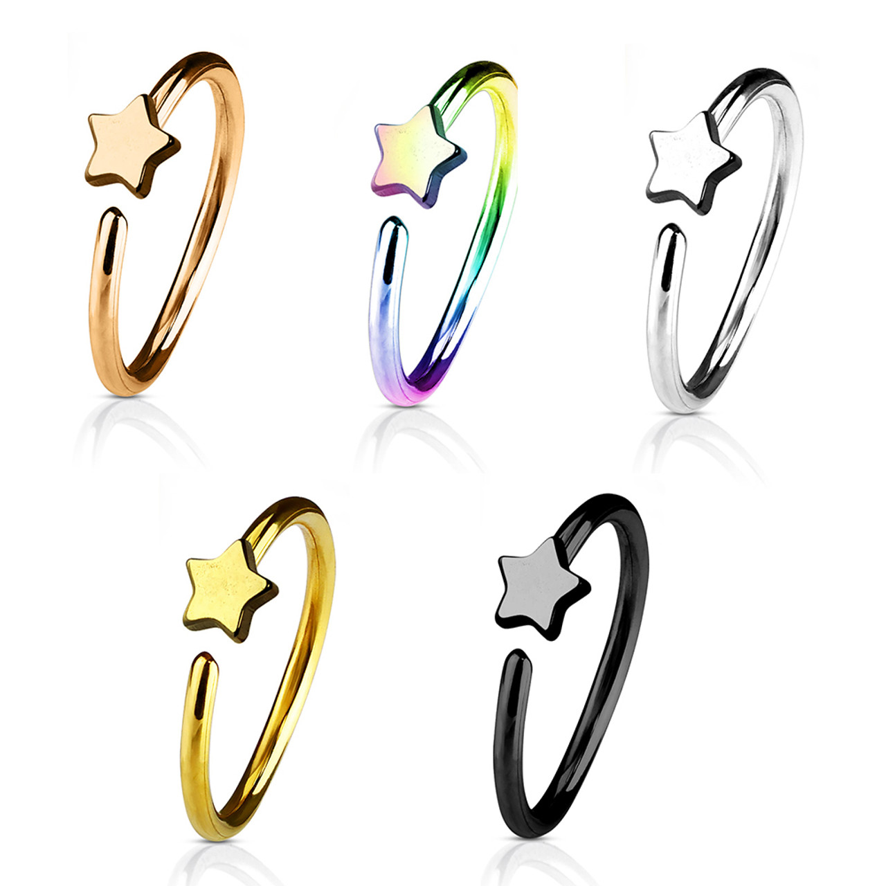 Amazon.com: Erimberate Punk Crystal Nose Ring Gold Moon Star Clip On Nose  Ring Crystal Crescent Moon Nose Ring Rhinestone Moon Star Nose Ring Hoop  Jewelry for Women and Girls Gifts : Clothing,