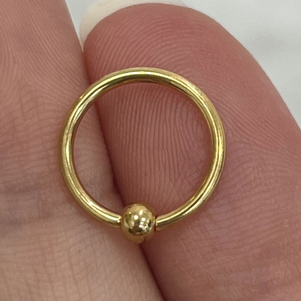 14K Solid Gold 16G Captive Bead Ring 7/16
