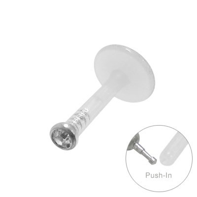 Clear PTFE Flexible Labret Monroe with Clear Gem