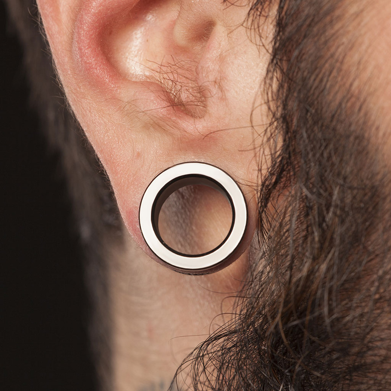 Double Flared Screw Fit Flesh Tunnel Titanium Sold as a pair