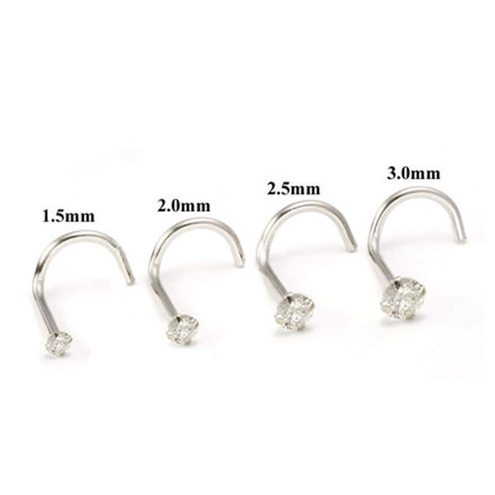 Subtle Sparkle: 2.5mm Round Natural Diamond 14K White Gold Screw Back Nose Pin