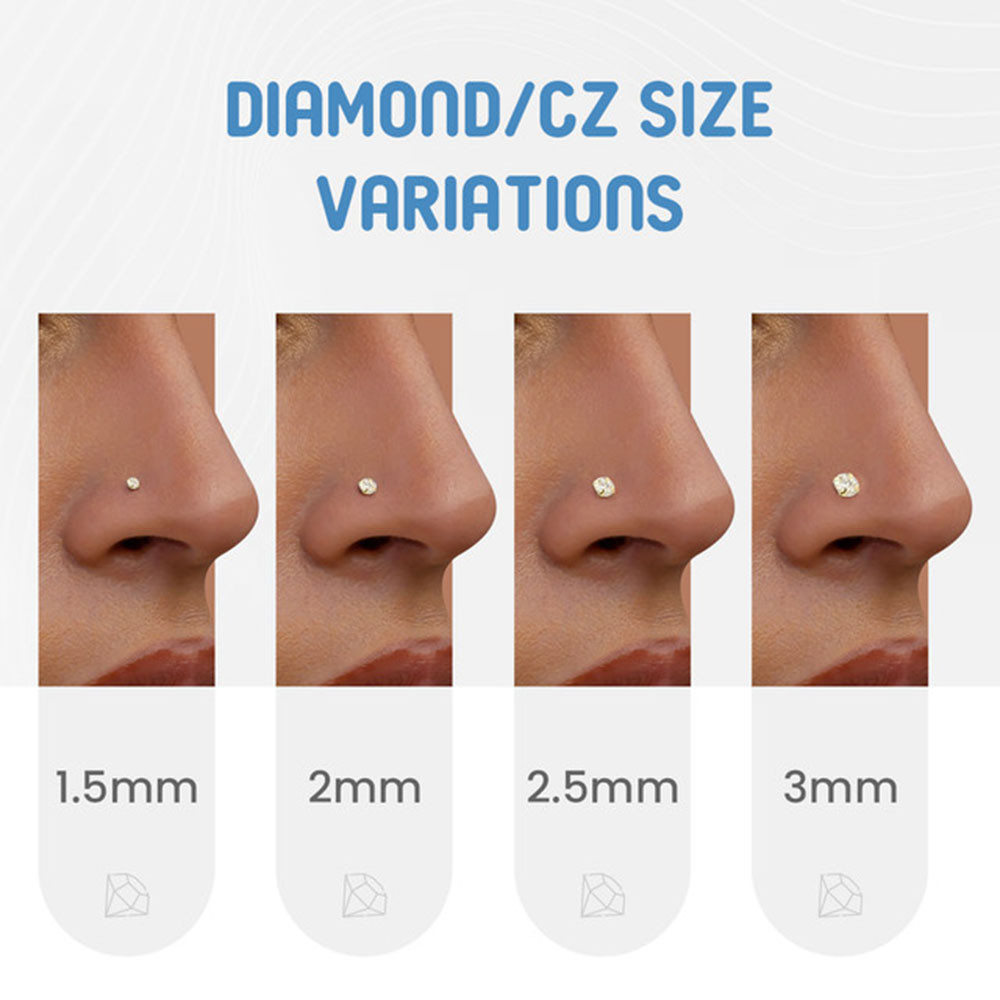 Body Jewelry 18 Gauge Diamond Nose Ring 6mm Surgical Nose Ring L