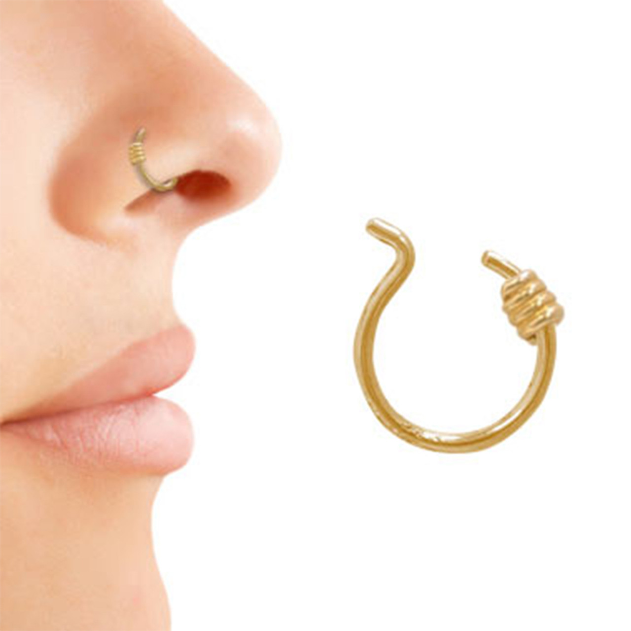 Gold Faux Nose Ring No Piercing Needed, 10 to 6mm Fake Nose Ring, Cuff Nose  Ring - Etsy