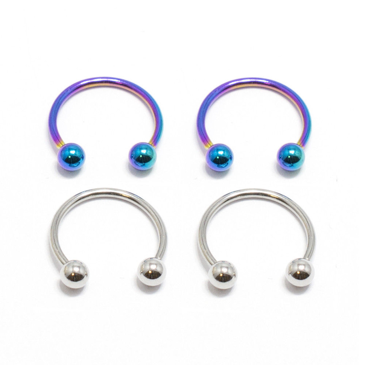 Horseshoe Ring 4pc Circular Barbell 18G Anodized Piercing Jewelry Nose Lip  Rings