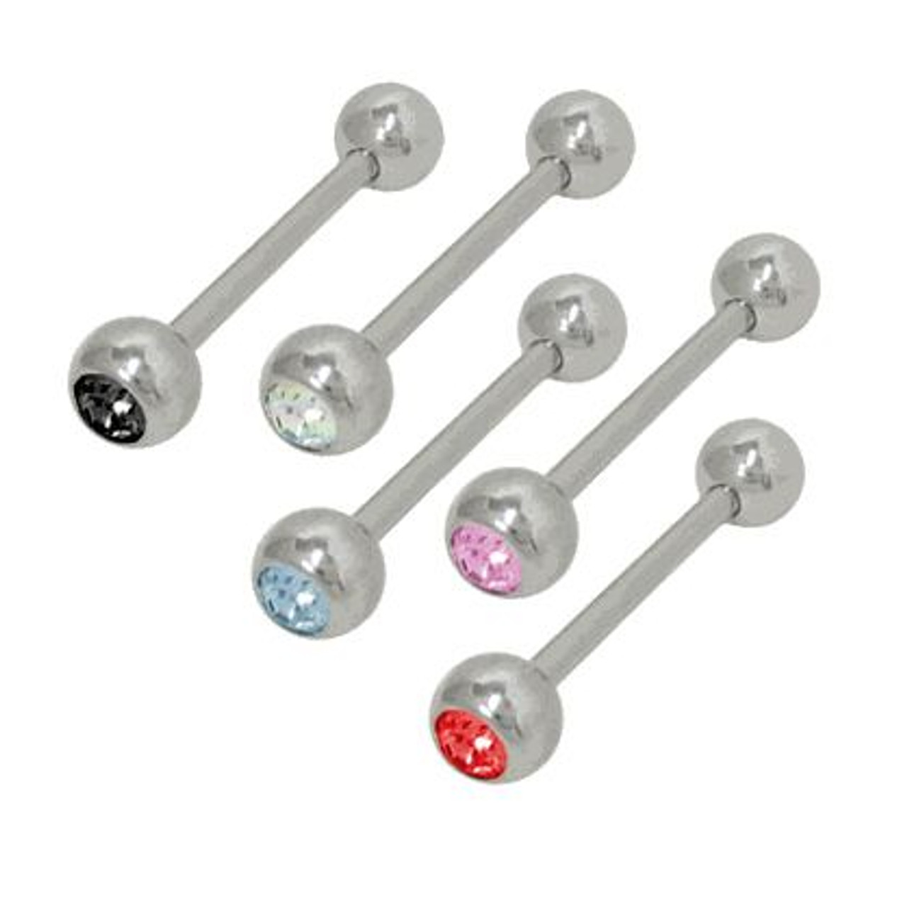 Jeweled High Polish Titanium Barbell Tongue Ring