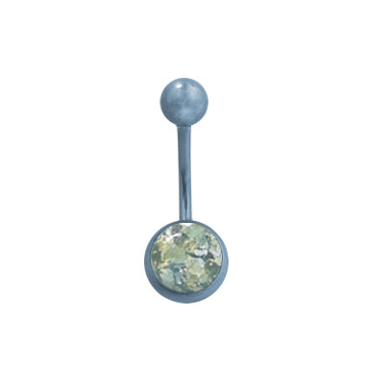 Implant Grade Titanium Internally Threaded Basic Belly Button Ring-Light  Blue 