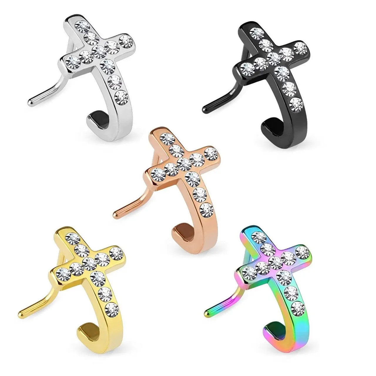 20G Nose Crawler Screw L Shaped Cross Nose Stud Jewelry 1/4