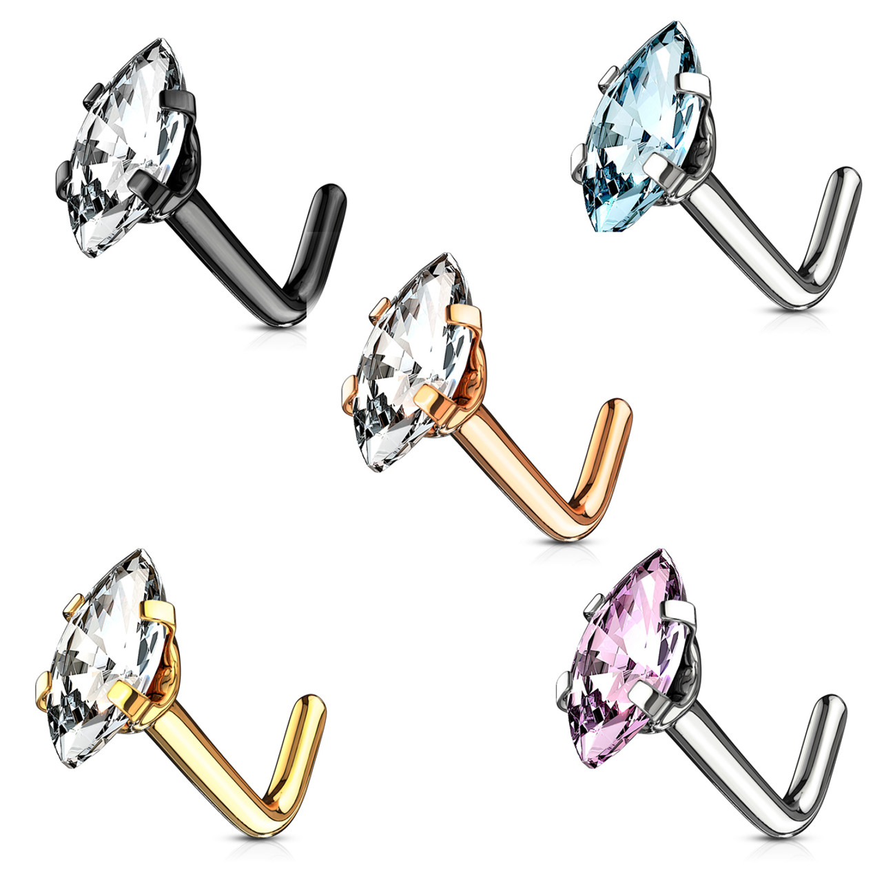 14K Yellow Gold Prong Set Square CZ Stone 20 Gauge Nose Screw Piercing Jewelry AtoZ Piercing ATOZ-MM3-010-SNK41 14K Yellow Gold Prong Set Square CZ Stone 20 Gauge Nose Screw Piercing Jewelry AtoZ Piercing ATOZ-MM3-010-SNK41