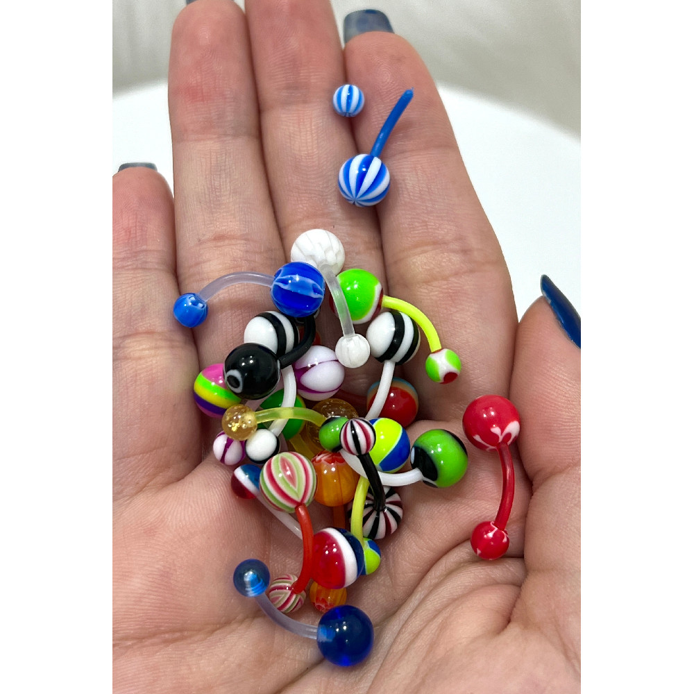 20PCS Flexible Acrylic Belly Button Ring 14G 10mm - Main Image