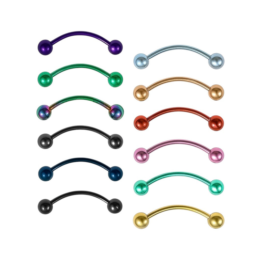 PVD Bent Snake Eyes Tongue Barbell Ring 16G 14mm