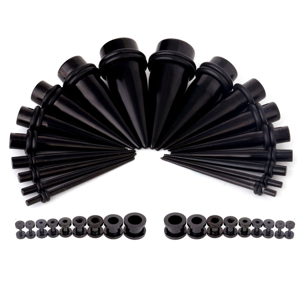 PVD Black Ear Stretching Kit Tapers Screw Fit Tunnels
