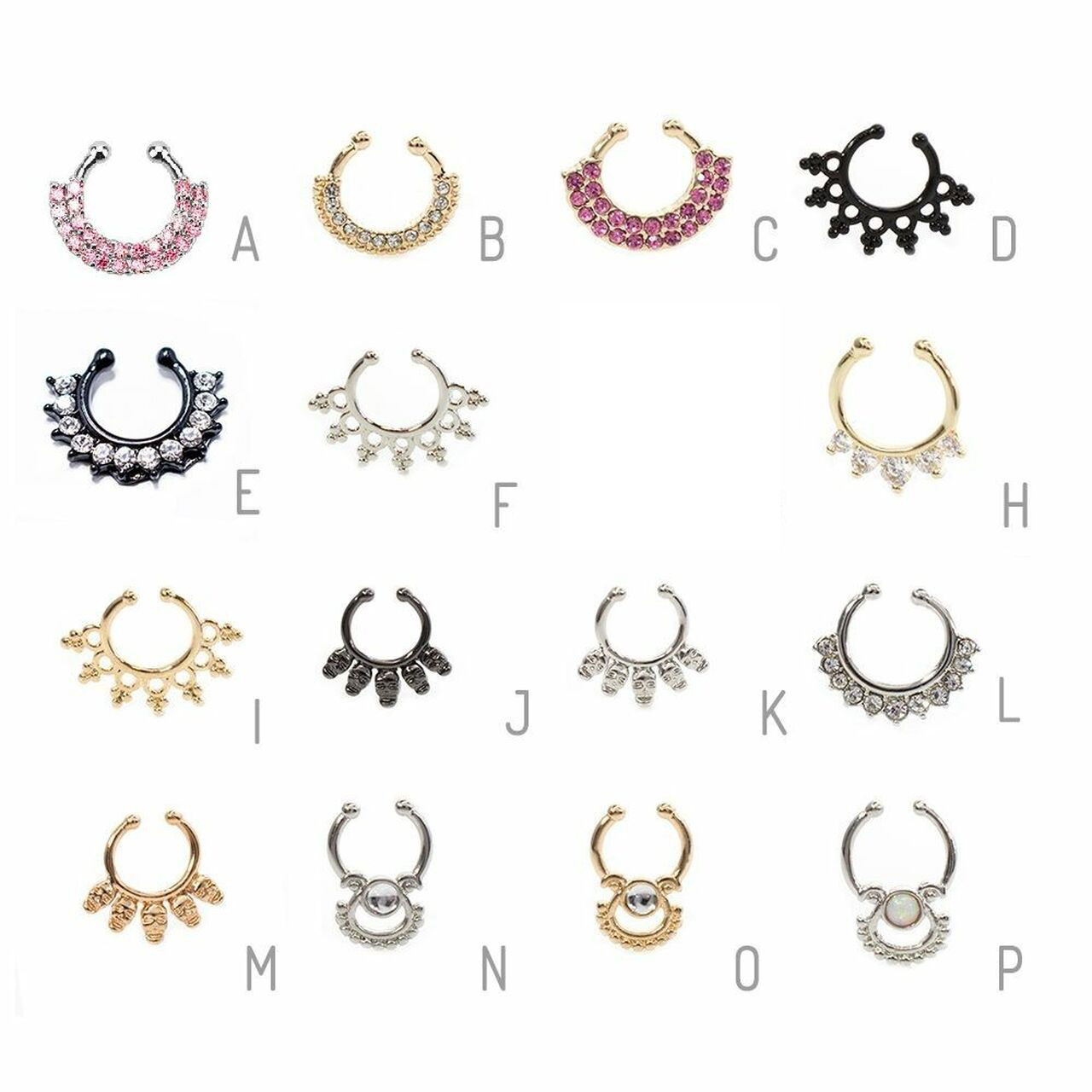 Colorline Elan Multi-Gem Fake Septum Clip-On Ring 316L Surgical Stainless Steel Body Piercing Jewelry For Women and Men DavanaBody