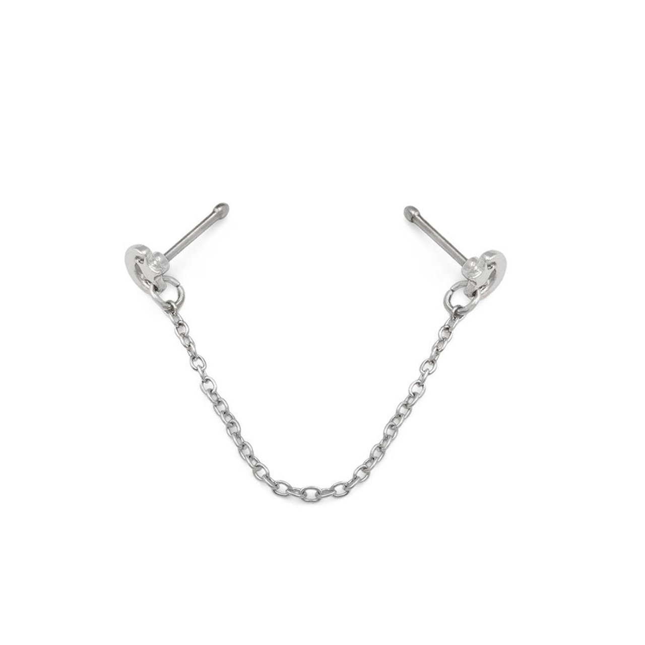 Star and Moon Nose Bones Surgical Steel with Chain 20ga 1/4 - Double Nose  Piercings - Out of Stock