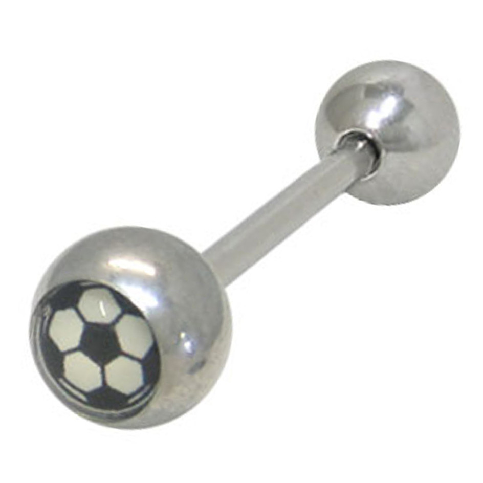 Soccer Ball Tongue Barbell Rings 14G