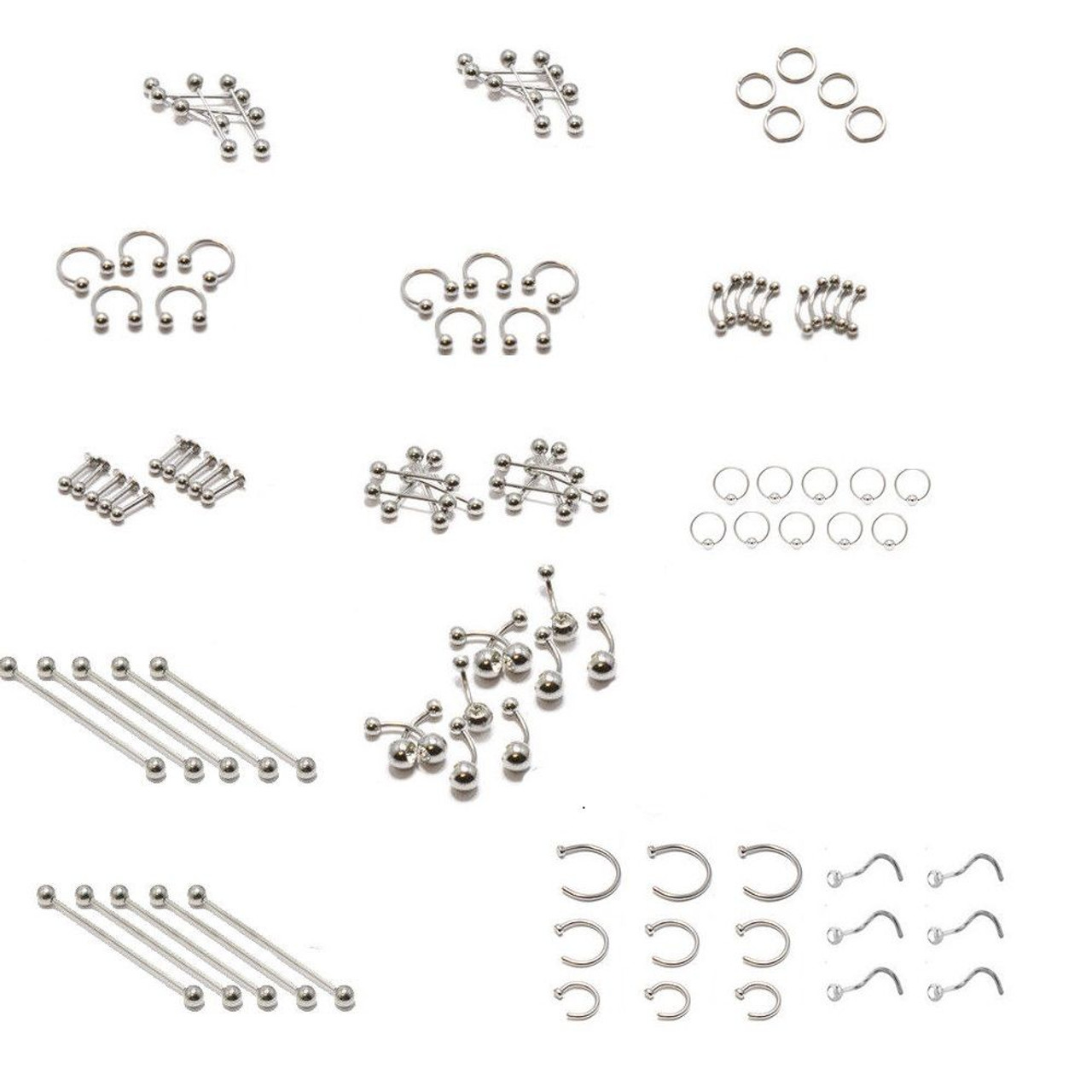 Body Piercing Jewelry Wholesale Assorted Jewelry Surgical Steel -100pcs