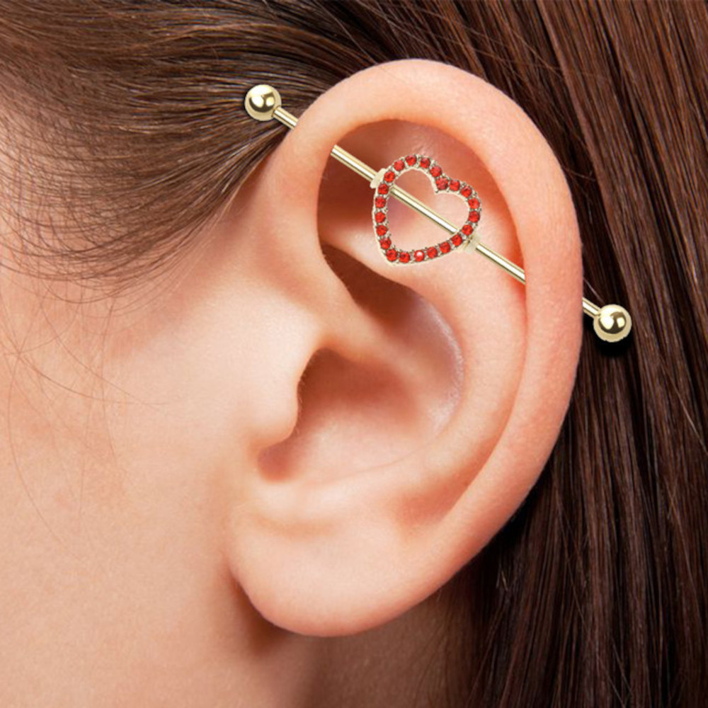 Industrial Piercing Barbell Chirurgenstahl Tribal Herz 38mm – Ohrpiercing Stab Damen & Herren