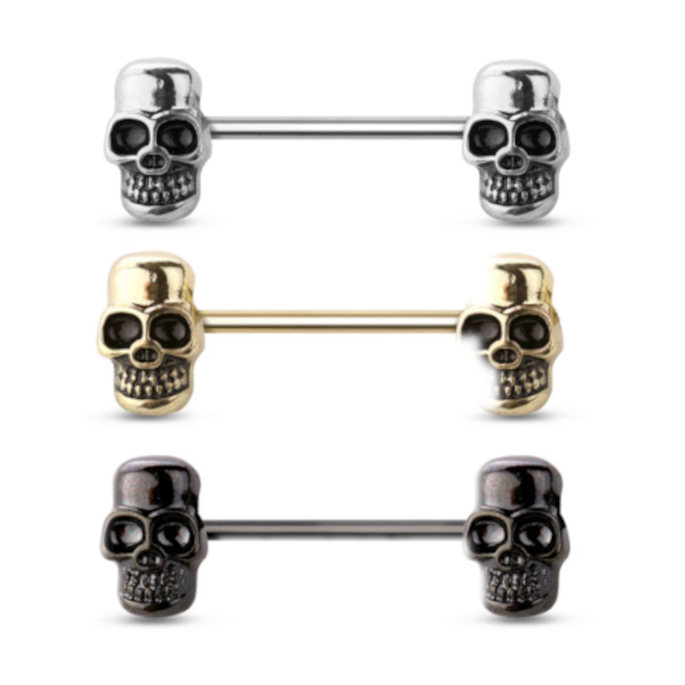 Skull Nipple Barbell 14G 16mm