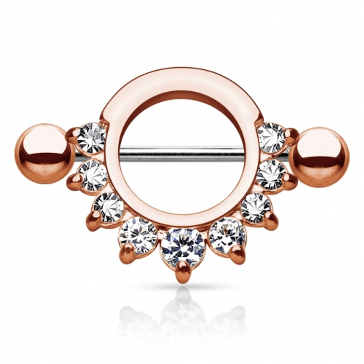 Rose Gold Nipple Shields – 14g – Bar 15mm – Piercing Jewelry