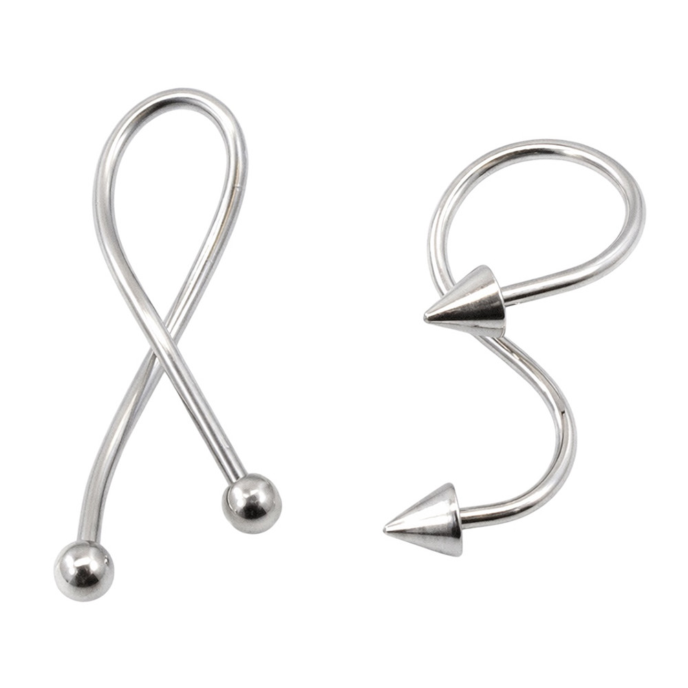 【美品】Twisted Hoop Pierces Ball Spike Ends Twisted Spiral Rings Piercing 16G | Luxe Modz