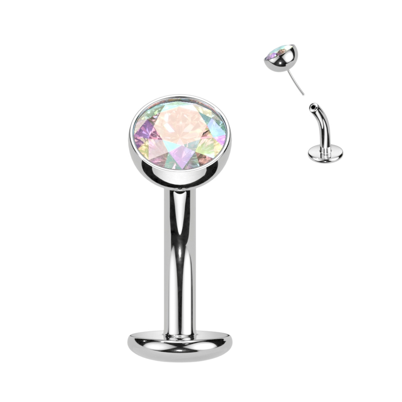 Covet Jewelry Titanium Threadless 5mm Convex Disc Floating Belly