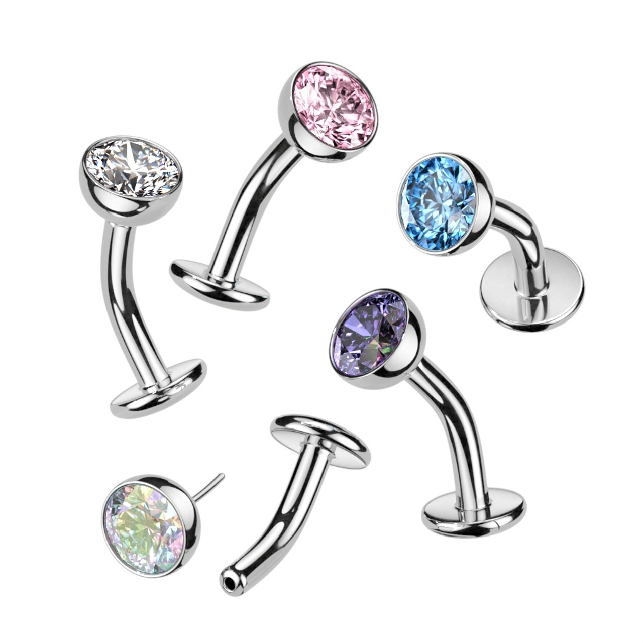 Titanium Convex Base CZ Floating Belly Button Ring 14G Titanium Convex Base CZ Floating Belly Button Ring 14G
