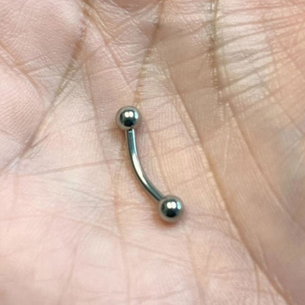 14K Solid Gold Curved Barbell 14G