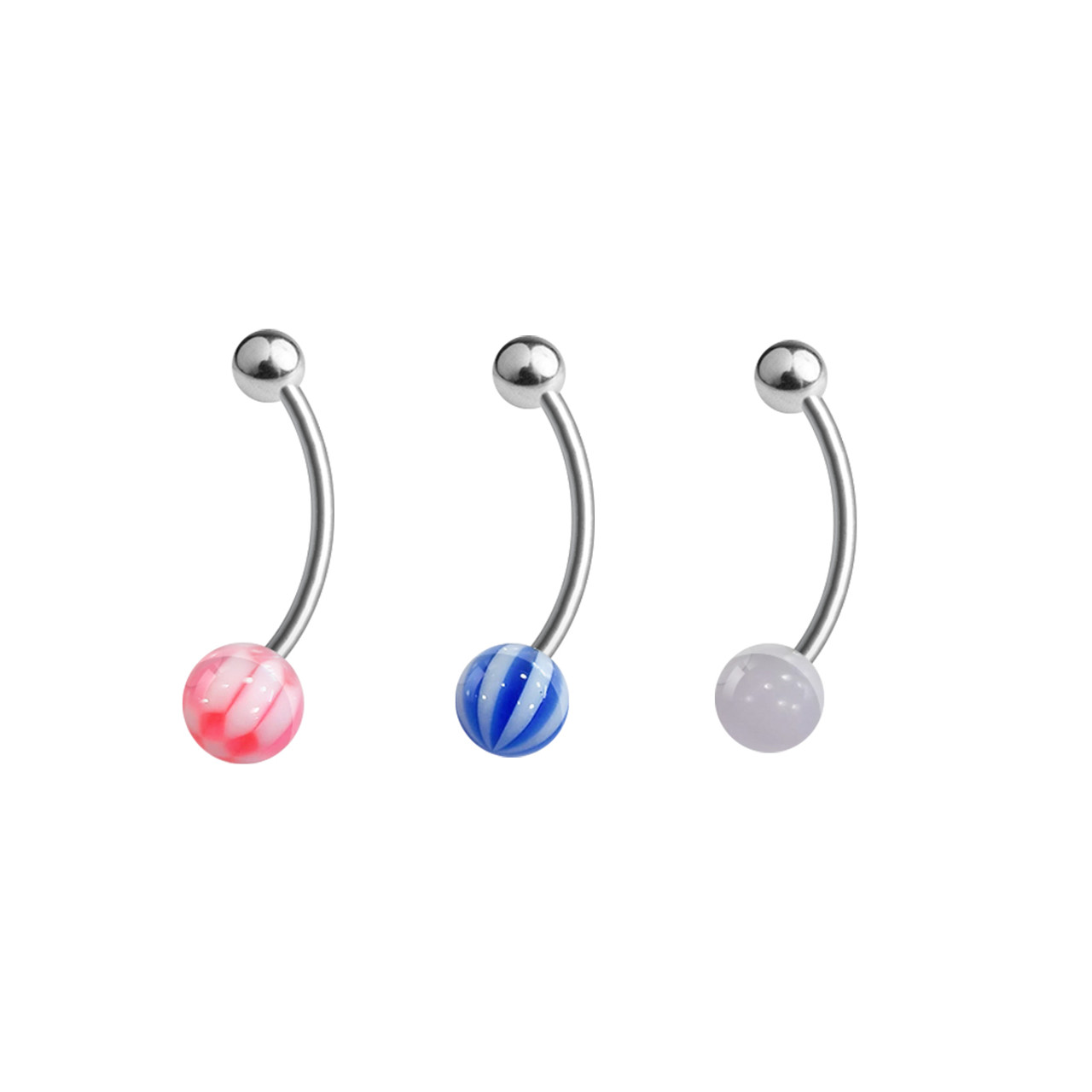 3 Pack Belly Button Rings Belly Rings 16mm Plus Size Long Shaft