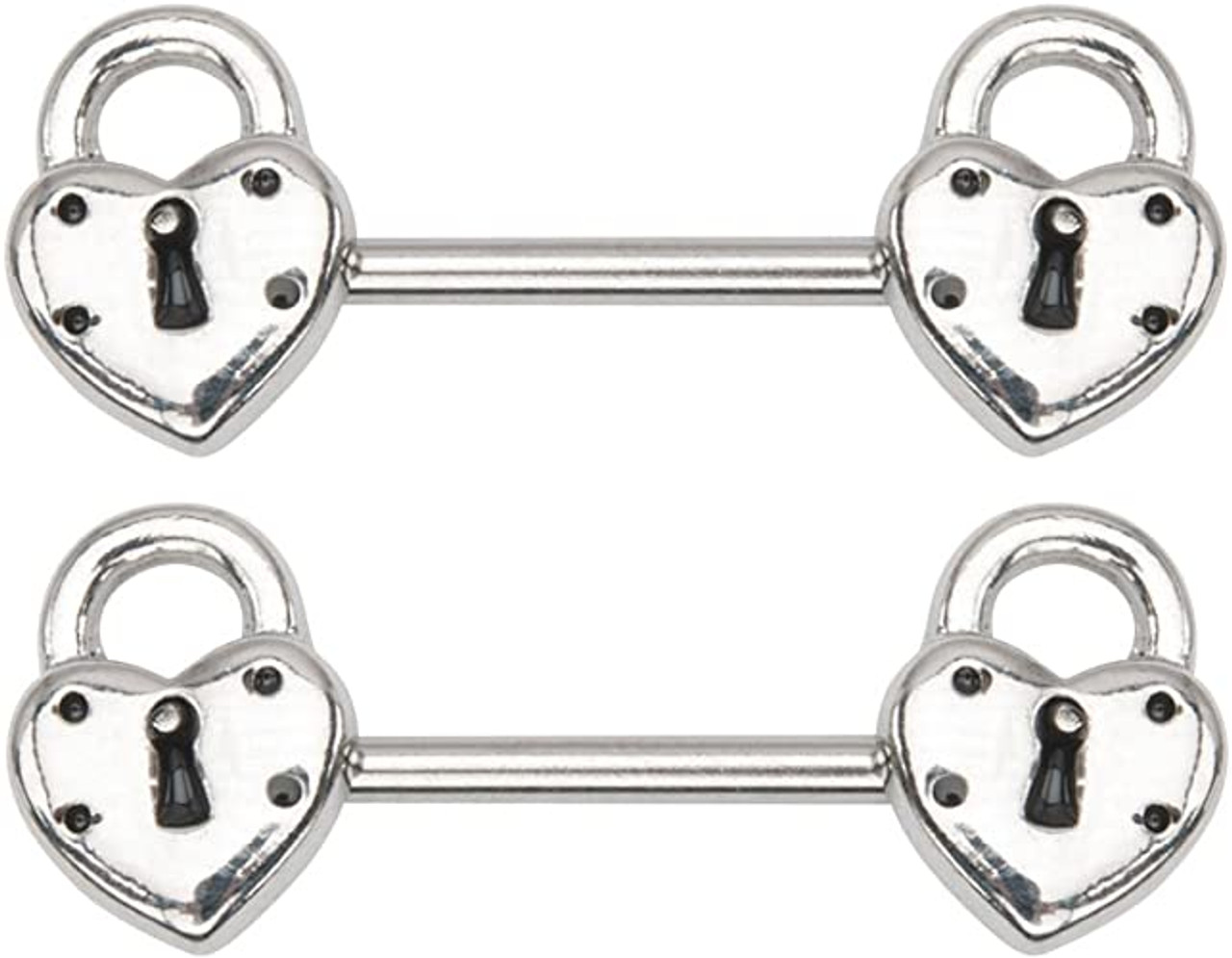 Silver Heart Lock & Key Dangly Drop Earrings - 3 Pack