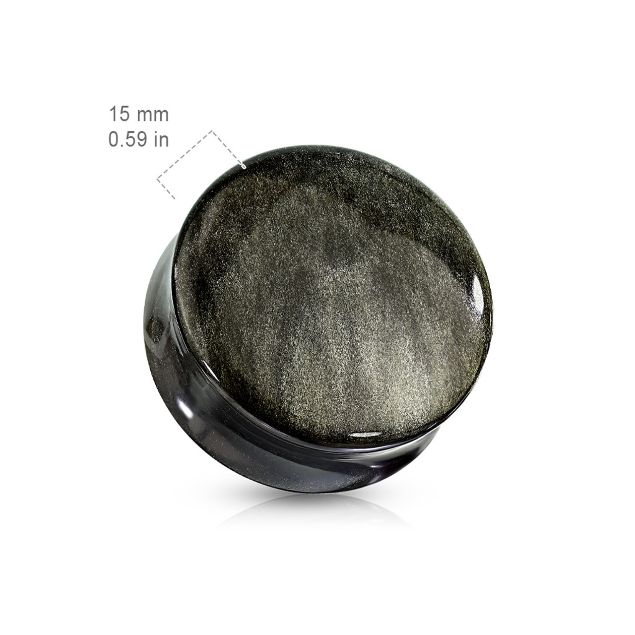 Ear Plugs Golden Obsidian Natural Stone Convex Double Flared Plugs