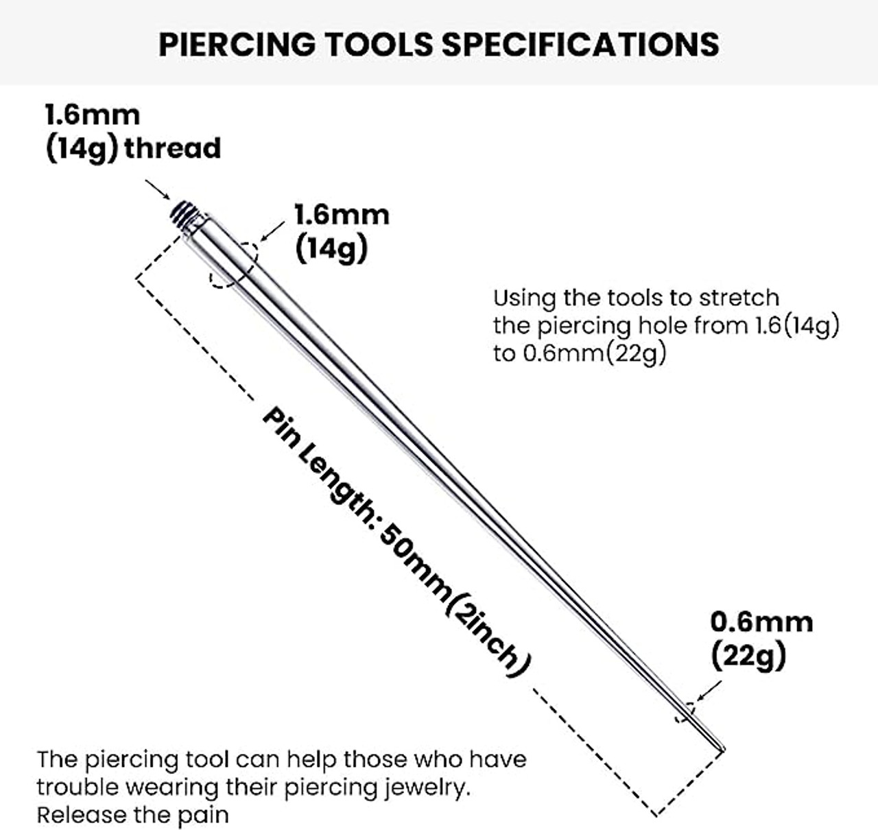 BodyAce G23 Titanium Threaded Piercing Taper, 14G 16G 18G Piercing Taper  Screw in, Body Piercing Stretching Kit Assistant Tool for