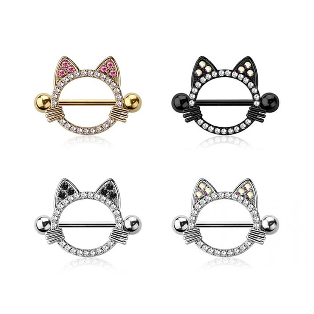 Kitty Cat Nipple Shield Ring 14G 14mm Kitty Cat Nipple Shield Ring 14G 14mm