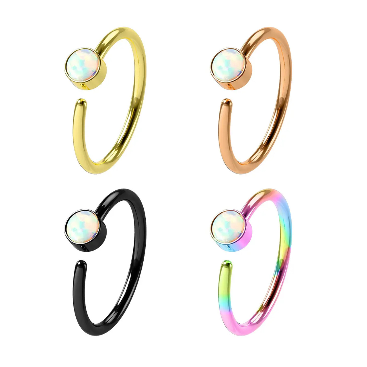 Buy Light Blue Opal Nose Ring Hoop - 14k Gold Filled Nose Piercing ring  Online at desertcartINDIA