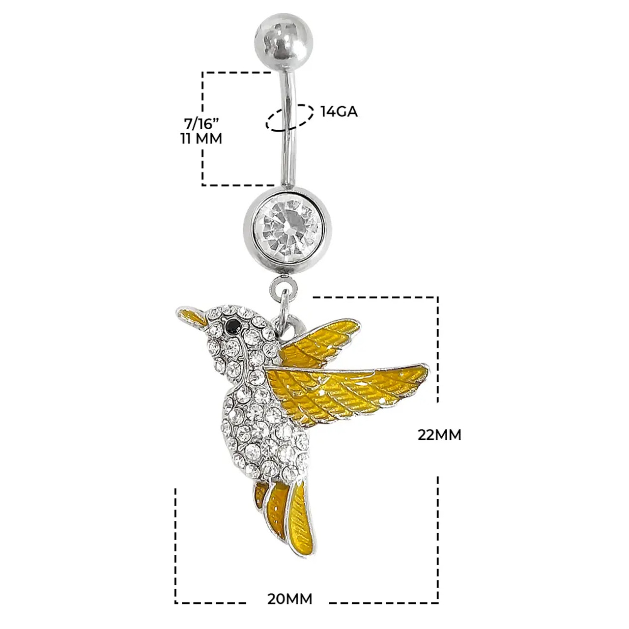 CZ Centered Double Heart with Micro Pave CZ Dangle 316L Surgical Steel Belly  Button Navel Ring