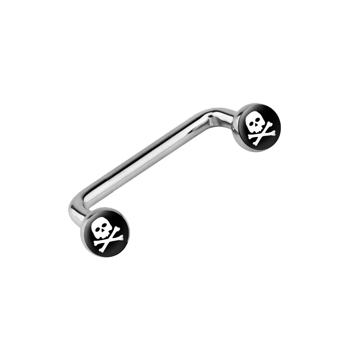 14G Flat Skull Crossbones Staple Surface Piercings Barbell