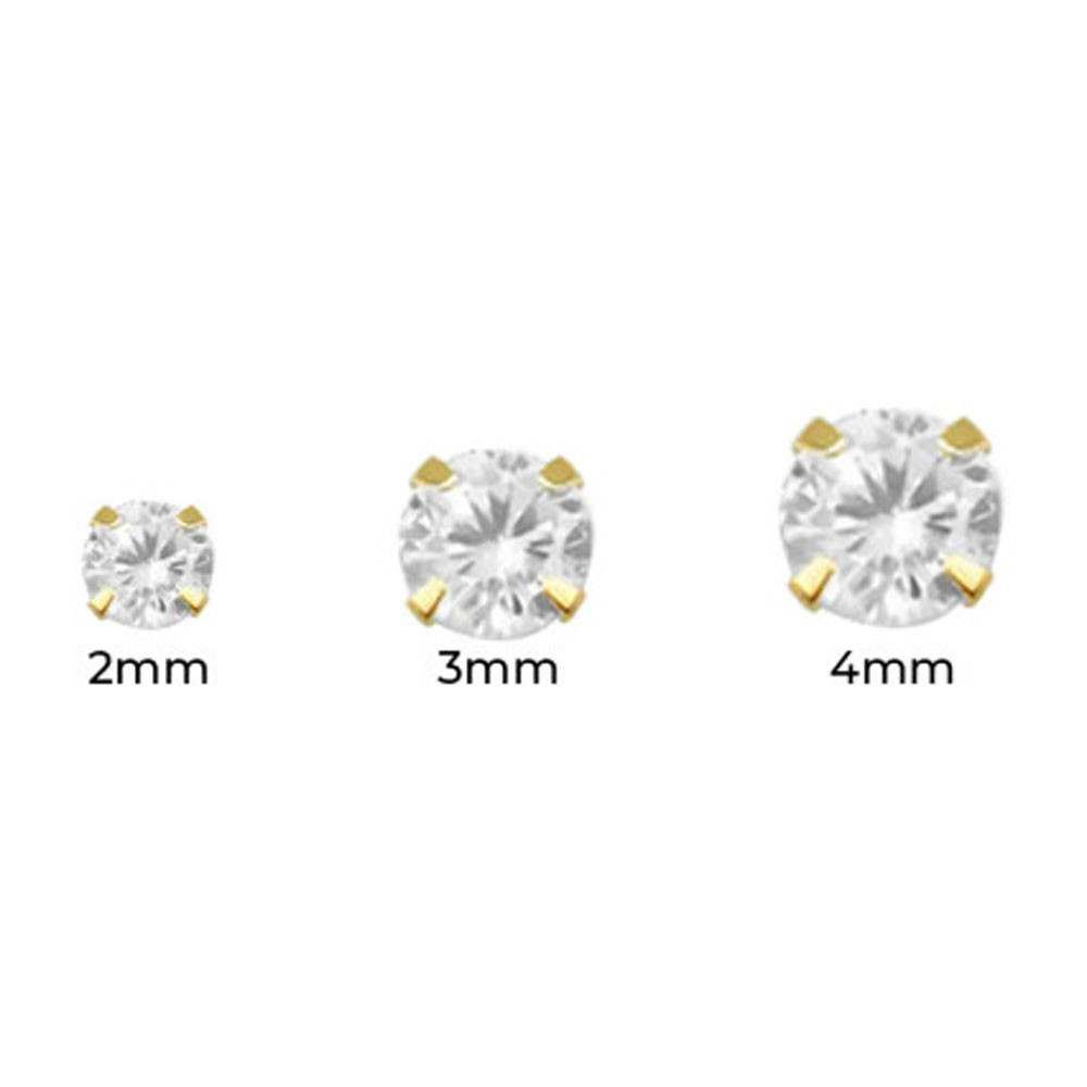 18k Gold Threadless Prong Set Clear CZ Labret Stud 16G