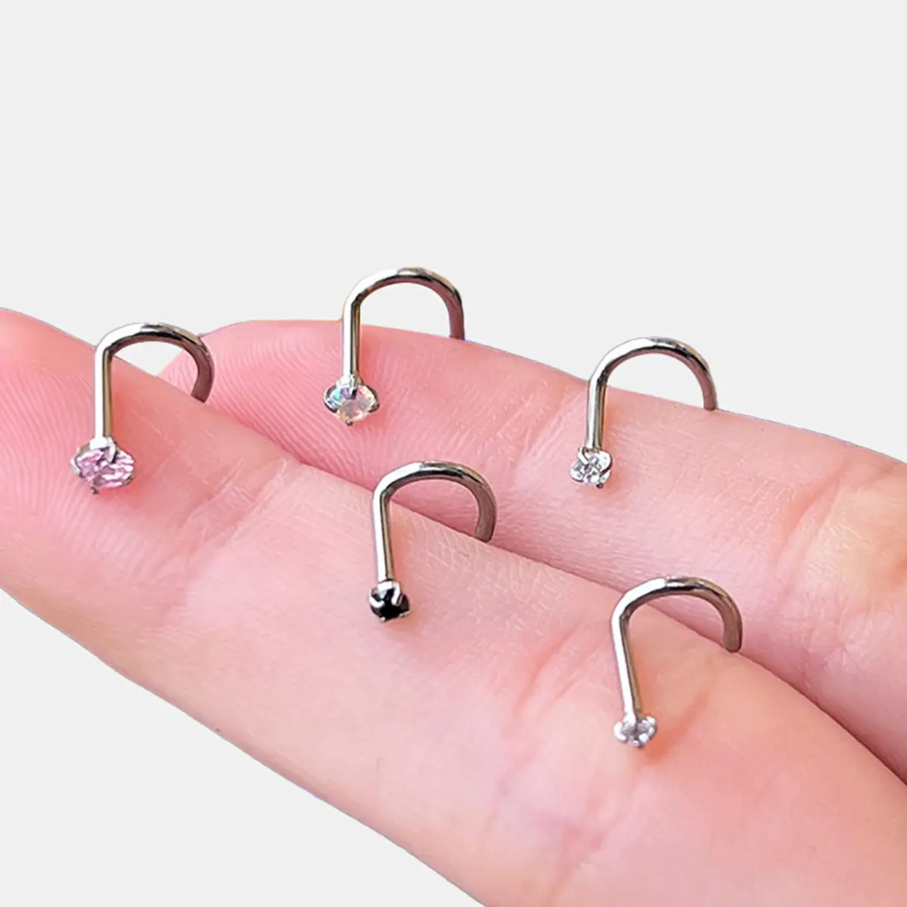 Titanium Cork Screw Nose Ring Stud