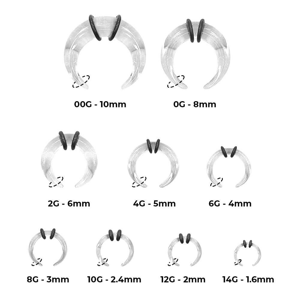 ORAZIO 24Pcs 14G-4G Acrylique Pincher Cônes Septum Anneau C Forme
