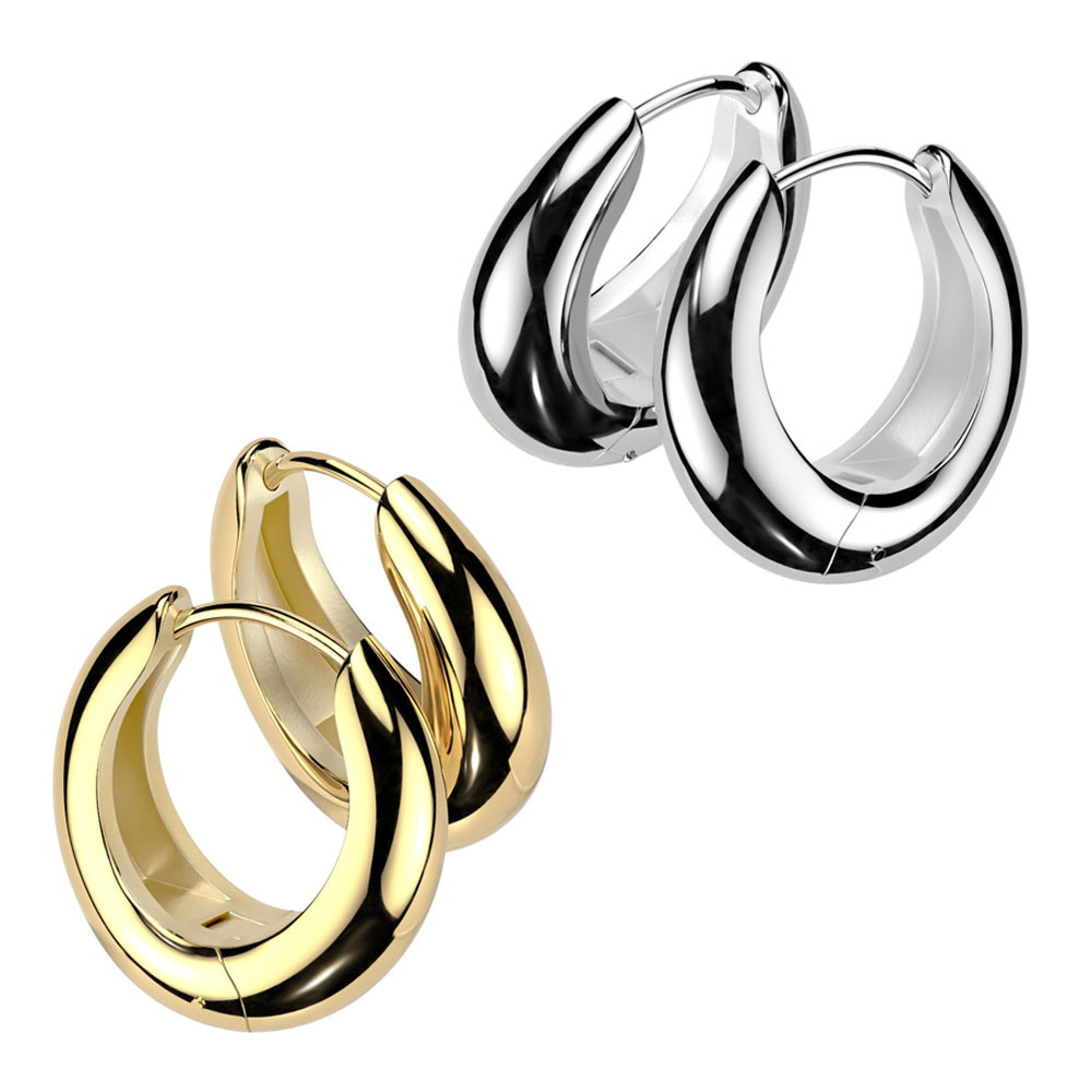 Chunky Huggie Hoops Wide Earrings 18G