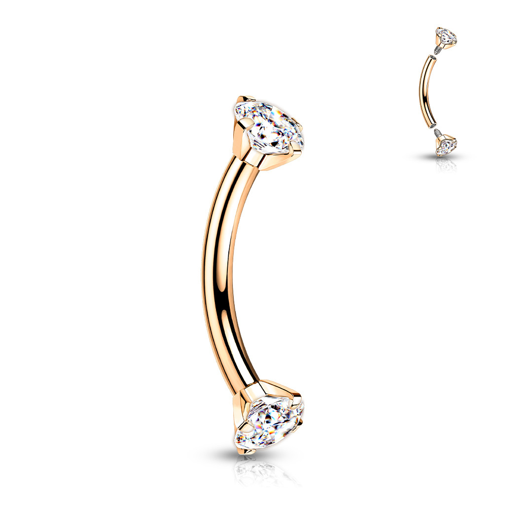 G23 Titanium Crystal CZ Curved Barbell 16G 8mm | Luxe Modz